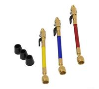 Springwillfly Lot de 3 tuyaux de charge CVC en laiton avec robinets à boisseau sphérique, connecteurs 1/4" pour R410A/R134A/R22/R290/R600a