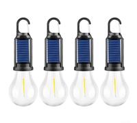 Springwillfly Lot de 4 lampes solaires rechargeables à LED pour tente avec plusieurs niveaux de luminosité pour une utilisation en extérieur et éclairage (A)