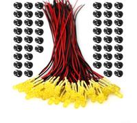 Springwillfly Lot de 50 LED 12 V pré-câblées de 5 mm avec boîtier en plastique pour panneaux de commande de véhicule, éclairage de voiture télécommandé, kits éducatifs, panneaux de signalisation et