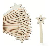 Springwillfly Lot de 60 baguettes en bois sablables en forme d'étoile pour personnaliser avec de l'acrylique, des marqueurs ou des paillettes, pour soutenir les objectifs du programme des arts visuels