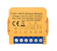 Springwillfly Module d'interrupteur de lumière, variateur d'intensité unique/double, boîte de commande à distance compatible avec contrôle vocal gradation continue 0-100% AC100-240V (2 bandes)