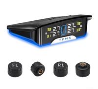 Springwillfly Moniteur de pression des pneus TPMS sans fil à énergie solaire avec capteurs étanches IP67 pour voitures, SUV et camions, noir (externe)