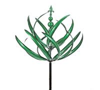 Springwillfly Moulin à vent rotatif en métal pour décoration de jardin, terrasse, cour, 20 x 90 cm (vert)