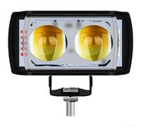 Springwillfly Phare avant de moto LED 12 V avec trois côtés courts et six modes, y compris rouge, bleu, blanc et clignotant avec lentille acrylique (A)
