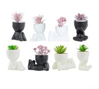 Springwillfly Plante succulente artificielle en pot pour décoration d'intérieur, plantes succulentes réalistes pour salle de bain, chambre, salon, bureau, noir ou blanc (8)