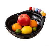 Springwillfly Plateau à fruits moderne en ABS pour décoration de salon, bol à goûter avec lignes minimalistes pour affichage de fruits, bonbons (noir)