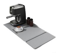 Springwillfly Tapis de machine à café en silicone résistant à la chaleur antidérapant pour comptoir de cuisine, plateau de séchage, protection de table de salle à manger 48 x 30 cm, gris (gris)