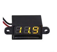 Springwillfly Voltmètre numérique à LED étanche de 0,7 cm, 2 fils CC 3,5-30 V pour test de tension de batterie de véhicule, ABS (jaune)