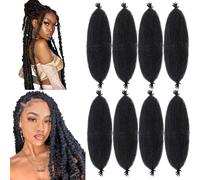 Springy Afro Twist Hair Pre Fluffed Marley Twist Braiding Hair Spring Twist Hair Wrapping Hair for Soft Locs Hair Extensions (1B, 24 inch(Pack of 8))