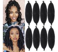Springy Afro Twist Hair Pre Fluffed Marley Twist Braiding Hair Spring Twist Hair Wrapping Hair for Soft Locs Hair Extensions (1B, 16 inch(Pack of 8))