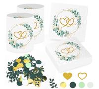 Sprinlot 20 Pièces Serviettes Mariage + 12 Pièces Décoration de Table Mariage Bougies Chauffe-Plat, Confettis Eucalyptus Serviette Homme Femme Fiançailles Decoration