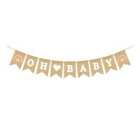 Sprinlot Bannière Oh Baby, Baby Shower Guirlande, Bannière en Lin, Fanion Bannière pour Bébé Décorations, Bannière Vintage pour Baptême Garçon Fille