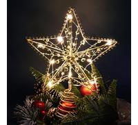 Sprinlot Etoile Sapin de Noel Or, 20 x 25 cm Pointes de Sapin, Cimier Or de Sapin de Noël, Décoration Etoile de Noel Lumineux Interieur Exterieur