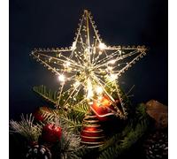 Sprinlot Etoile Sapin de Noel Or, 20 x 25 cm Pointes Or de Sapin, Cimier de Sapin de Noël, Décoration Etoile de Noel Lumineux Interieur Exterieur