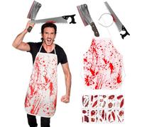 Sprinlot Halloween Costume Boucher, Tabliers Halloween, 2 pcs Serre-tête Halloween, Deguisement Boucher Halloween Homme, Tabliers Bandeaux pour Halloween Carnaval Mascarade