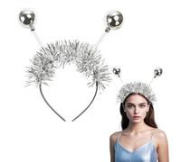 Sprinlot Serre-tête Alien pour carnaval, sonde extraterrestre, serre-tête argenté avec 2 boules rondes, bijou de tête extraterrestre, bandeau boule disco, serre-tête pour carnaval, fête C8