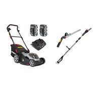Sprint 2x18V (36V) Tondeuse à Gazon Lithium-ION 44 cm de Largeur de Coupe 440P18V, Powered by Briggs & Stratton + Tronçonneuse 20 cm et Taille-haie 41 cm sur Perche à Batterie Li-ION 18V Sprint 18PSH