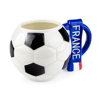 SPRINTIGO Mug Foot avec écharpe France, Idée Cadeau Fan de Foot, 3D Tasse de Football, 700 ml Grand Mug Ballon, pour Supporters Français