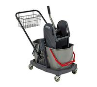 Sprintus Chariot de nettoyage 301001 - 2 seaux 17 L, presse plastique à poussoir, sur roulettes