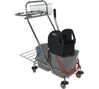 Sprintus Chariot de nettoyage 2 seaux de 17 l, presse, corbeille tube en acier SPRINTUS Quantité:1