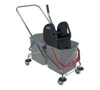 SPRINTUS Chariot de nettoyage seaux de 2 x 27 l, presse tube d’acier