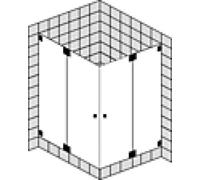 SPRINZ Omega portes battantes de douche d'angle sur mesure avec panneaux latéraux, dimensions jusqu'à : 1000x1000x2000mm, O10.0CH, Cabines de douche: Pièces de montage : Chrome, type verre : lumière c