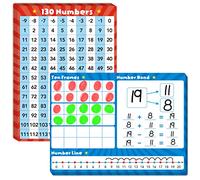 SpriteGru 8 Tableaux Blancs de Lignes de Chiffres, Tableau effaçable à Sec Double Face, Tableau Blanc de 130 Chiffres pour Les Enfants, Les étudiants, la Salle de Classe (chacun Mesure 30.5cm x 23cm)
