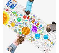 SpriteGru Affiche à Colorier Univers, Grand Papier d'Activité 76 cm x 190 cm, Taille Jumbo, Thème Spatial, DIY Peinture, Bannière/Nappe