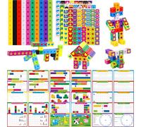 SpriteGru Cubes de Mathématiques, 100 Cubes Manipulables avec 30 Activités d'apprentissage Plus 192 Autocollants Réutilisables, Blocs de Comptage Numérique à Enclencher