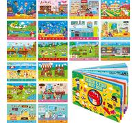 SpriteGru Livre Cherche et Trouve, Bloc de 30 Activités Effaçables, Jeu Éducatif Réutilisable Montessori pour Les Enfants de 3 à 6 Ans, Jouet Sensoriel pour l’Autisme