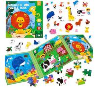 SpriteGru Puzzles Magnétiques pour Enfants de 3 à 5 Ans, 3 Puzzles de Voyage de 20/25/30 Pièces, Jeux de Sudoku Magnétiques pour École Maternelle (Thème Animal)