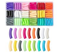 Spritewelry 180pcs perles Acryliques Opaques de Tube grosses perles tubulaires incurvées Vrac d'espacement Perles de Tube Long pour la Fabrication de Bijoux de Bracelet Trou : 1,8 mm
