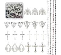 Spritewelry Kit de fabrication de colliers chapelet et bracelets de bricolage en alliage avec perles de verre et pendentifs crucifix, 36 pièces