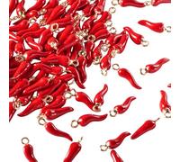 Spritewelry Lot de 100 breloques en piment fort en alliage émaillé - Pendentifs en piment rouge - Accessoire de bijouterie pour bracelet, boucle d'oreille, collier - Fabrication artisanale DIY - Trou