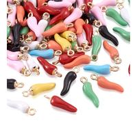 Spritewelry Lot de 100 pendentifs en alliage émaillé en forme de piment rouge, accessoires pour bijoux, bracelets, boucles d'oreilles, colliers, bricolage, trou de 2 mm, Misto, Laiton, Pas de gemme