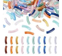 Spritewelry Lot de 100 perles de tube incurvé en acrylique - Perles coulissantes en forme de nouille - Imitation de pierres précieuses - Bracelet en bambou - Perles tubulaires pour la fabrication de