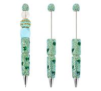 Spritewelry Lot de 2 stylos à bille à paillettes et strass avec tige en forme de cœur et diamant pour bricolage, stylo à bille personnalisé, fournitures scolaires de bureau, vert