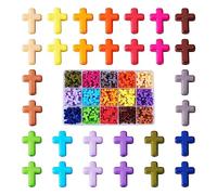 Spritewelry Lot de 225 perles en acrylique en forme de croix pour bracelets, grosses perles crucifix, 15 couleurs, perles d'espacement pour boucles d'oreilles, colliers, bracelets, porte-clés,