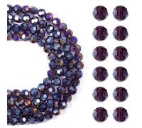 Spritewelry Lot de 4 fils de perles rondes en verre transparent pour attrape-soleil, 10 mm, perles à facettes couleur AB pour porte-clés, collier, bracelet, chaîne de téléphone, travaux manuels