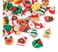 Spritewelry Lot de 40 breloques de Noël en résine assorties pour la fabrication de bijoux, sapins de Noël en pain d'épices, Père Noël, bonhomme de neige, élan, clochette pour collier, bracelet