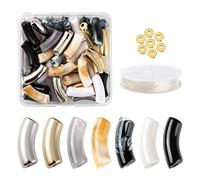 Spritewelry Lot de 42 perles tubulaires incurvées à grand trou en acrylique - Fil élastique coloré pour fabrication de bijoux