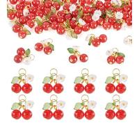 Spritewelry Mini breloques en forme de cerise en verre coloré pour fabrication de bijoux, Verre Résine