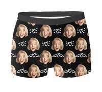 Spritumn-Home Calecon Personnalise Homme,CaleçOn Homme Boxers PersonnaliséS en Polyester Calecons Hommes Drôles Cadeau De Anniversaire Saint-Valentin pour Mari PèRe Ami