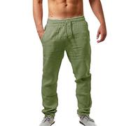 Spritumn-Home Pantalon en Lin Léger pour Homme Pantalons d'Été Long Décontracté avec Jambes Larges Taille Élastique et Poches Pratiques Idéal pour Les Loisirs Vetements Mode Pant Vêtements