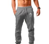 Spritumn-Home Pantalons en Lin pour Homme, Pantalon d'été Léger Hommes, Pantalon en Lin uni et Décontracté, d'été Pant de Yoga de Plage Multi-Poches avec Cordon de Serrage Vêtement Mode Vêtements