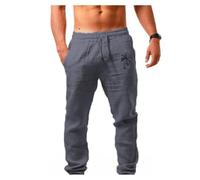 Spritumn-Home Pantalons Homme Été Lin Coton Chino Leger Respirant Taille Élastique Décontracté Pantalon Lin Hommes Été Chic Ample Pantalons de Vacances Plage d'été Vêtement Vêtements