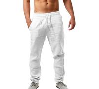 Spritumn-Home Pantalons Homme Été Lin Coton Chino Leger Respirant Taille Élastique Décontracté Pantalon Lin Hommes Été Chic Ample Pantalons de Vacances Plage d'été Vêtement Vêtements
