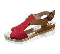 Spritumn-Home Sandales Et Nu-Pieds Femme Confortables Sandale Avec Boucle RéGlable Ete Respirantes Semelles éPaisses CompenséEs Chaussures Mode 35-43
