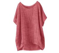 Spritumn-Home Tunique Femme,Chemise Longue Femme Col en V Bouton Tops T-Shirt DéContracté Vetement Grande Taille Eté Chic Et éLéGant Casual