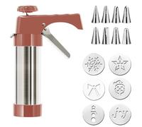 Spritz Cookie Press Gun, Stainless Steel Cookies Press, 13 Cookie Discs+8 Icing Nozzles Perfect For Diy Christmas Cookies And Decorating Cookies (Set-C)